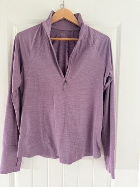 Eddie Bauer Lavender Quarter-Zip Long Sleeve Pullover